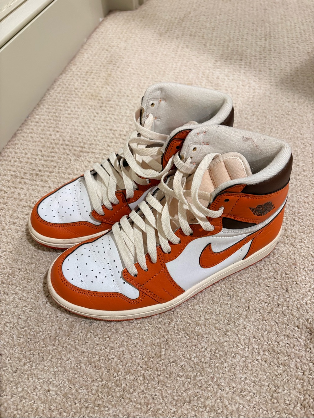 Nike Women's White, Orange & Brown Jordan 1s